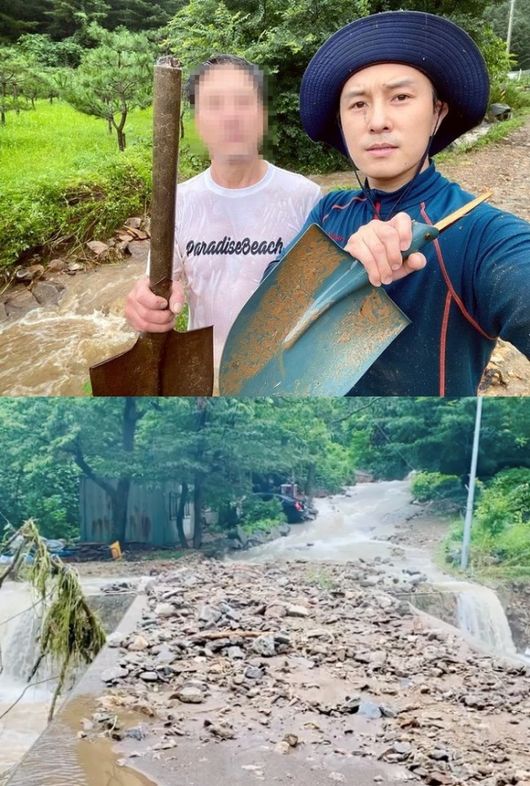 [사진=김동완 SNS] 신화 김동완이 귀농한 거주지 인근 폭우 피해를 알리며 수재민들의 참상을 전파했다.