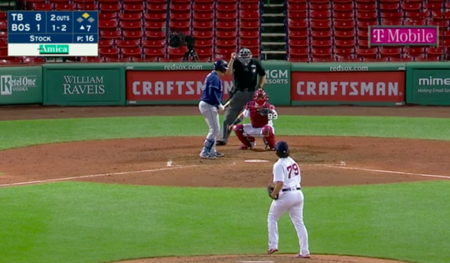 [사진] 최지만의 7회 마지막 타석 심판 판정 /MLB TV 중계화면