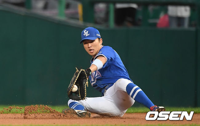 삼성 박해민이 1루 수비를 하고 있다. /youngrae@osen.co.kr