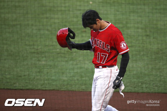 [사진] LA 에인절스의 오타니 쇼헤이가 3일(한국시간) 샌디에이고전에서 2타수 무안타 2볼넷을 기록했다.ⓒGettyimages(무단전재 및 재배포 금지)