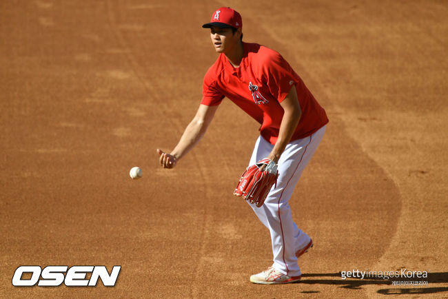 [사진] MLB.com은 에인절스에서 뛰고 있는 오타니 쇼헤이가 외야수 준비를 하고 있는 소식을 전했다.ⓒGettyimages(무단전재 및 재배포 금지)