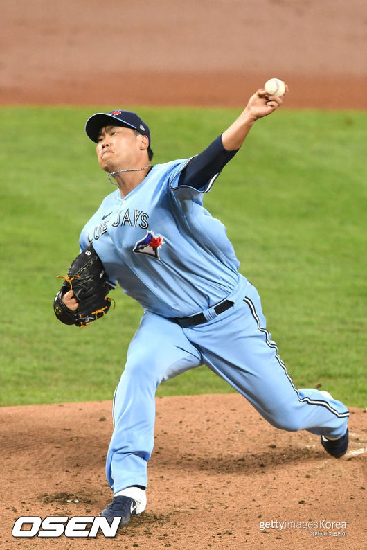 [사진] 토론토 '에이스' 류현진은 8일(한국시간) 양키스전에서 5이닝 5실점 투구를 했다.ⓒGettyimages(무단전재 및 재배포 금지)