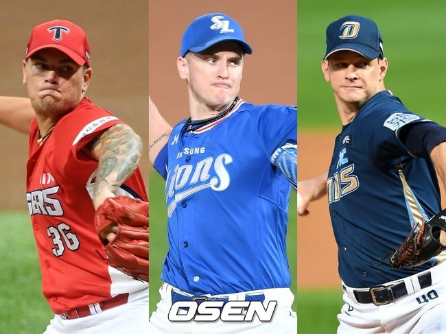 [사진] KIA  브룩스(왼쪽), 삼성 뷰캐넌, NC 루친스키 / OSEN DB