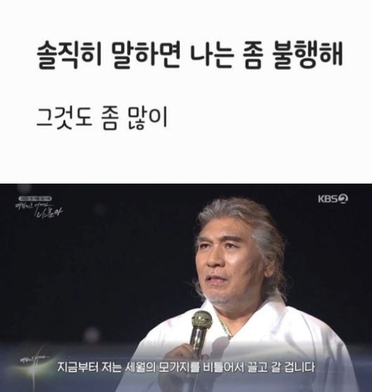 [사진=서유리 SNS] 성우 서유리가 공개한 SNS 글(위)과 '2020 나훈아 콘서트' 속 장면(아래).