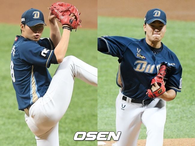 [사진] NC 김영규(왼쪽), 송명기 / OSEN DB