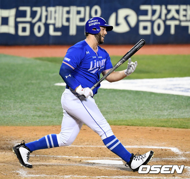 9회초 무사 1,2루에서 삼성 팔카가 삼진에 아쉬워하고 있다. /jpnews@osen.co.kr