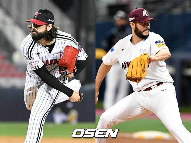 [사진] LG 켈리(왼쪽), 키움 브리검 / OSEN DB