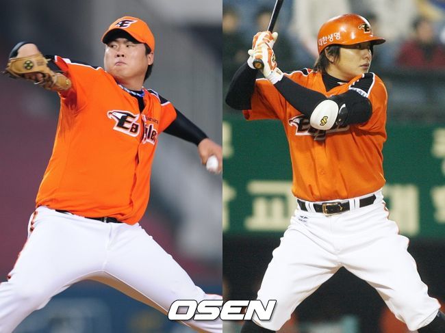 [사진] 한화 시절 류현진(왼쪽)과 김태균 / OSEN DB