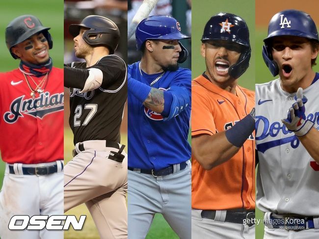 [사진] 클리블랜드 린도어(왼쪽부터), 콜로라도 스토리, 컵스 바에스, 휴스턴 코레아, 다저스 시거. ⓒGettyimages(무단전재 및 재배포 금지)