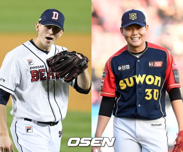 [사진] 두산 플렉센(좌)-KT 소형준(우) / OSEN DB