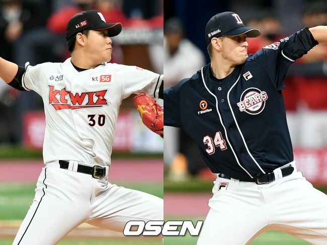 [사진] KT 소형준(왼쪽), 두산 플렉센 / OSEN DB