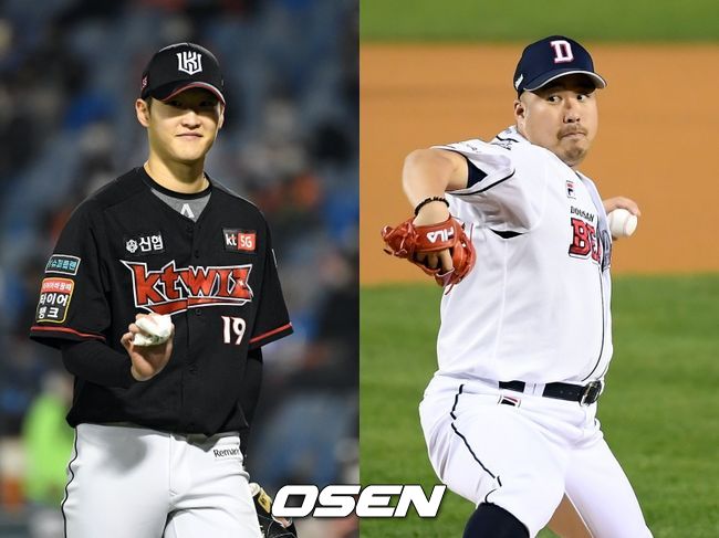 [사진] KT 배제성(왼쪽), 두산 유희관 / OSEN DB