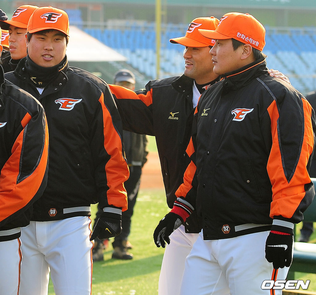 박찬호가 한화에 합류한 2012년. 시무식에서 류현진, 박찬호 김태균./ rumi@osen.co.kr