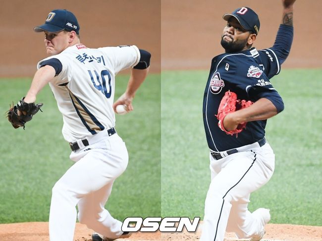 [사진] NC 루친스키(왼쪽), 두산 알칸타라 / OSEN DB