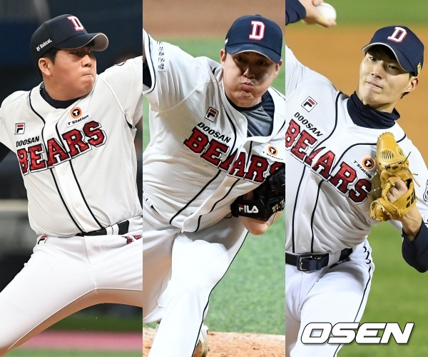 [사진] (왼쪽부터) 김민규-김강률-이승진 / OSEN DB