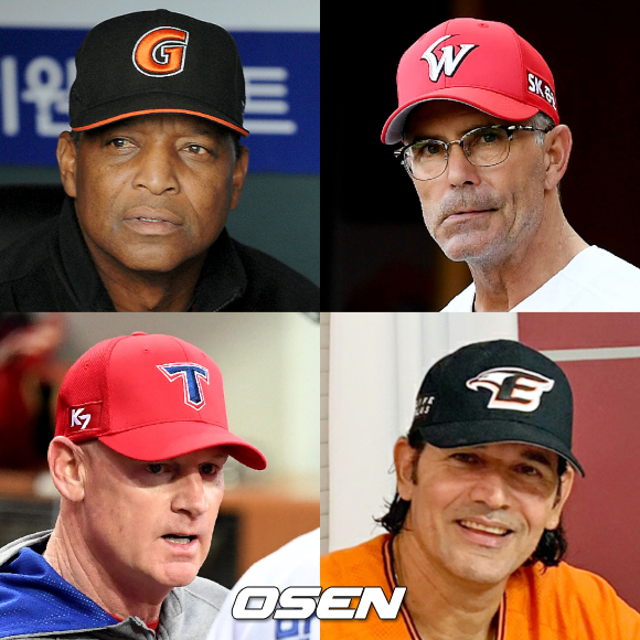 [사진] 로이스터-힐만-수베로-윌리엄스 감독(좌측 위부터 시계방향으로) /OSEN DB, 한화 이글스 제공