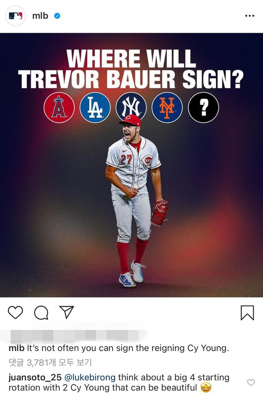 [사진] 메이저리그 공식 SNS 계정 캡처