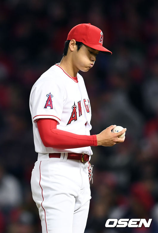 에인절스 투수 오타니가 숨을 고르고 있다. / youngrae@osen.co.kr