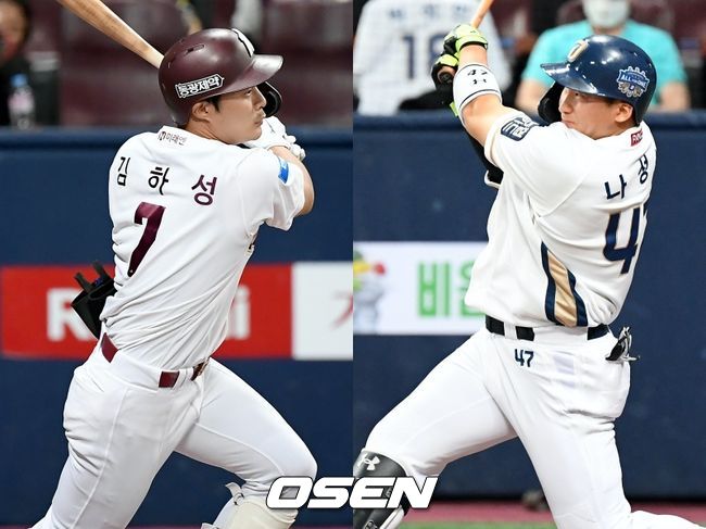 [사진] 키움 히어로즈 김하성(왼쪽), NC 다이노스 나성범 / OSEN DB