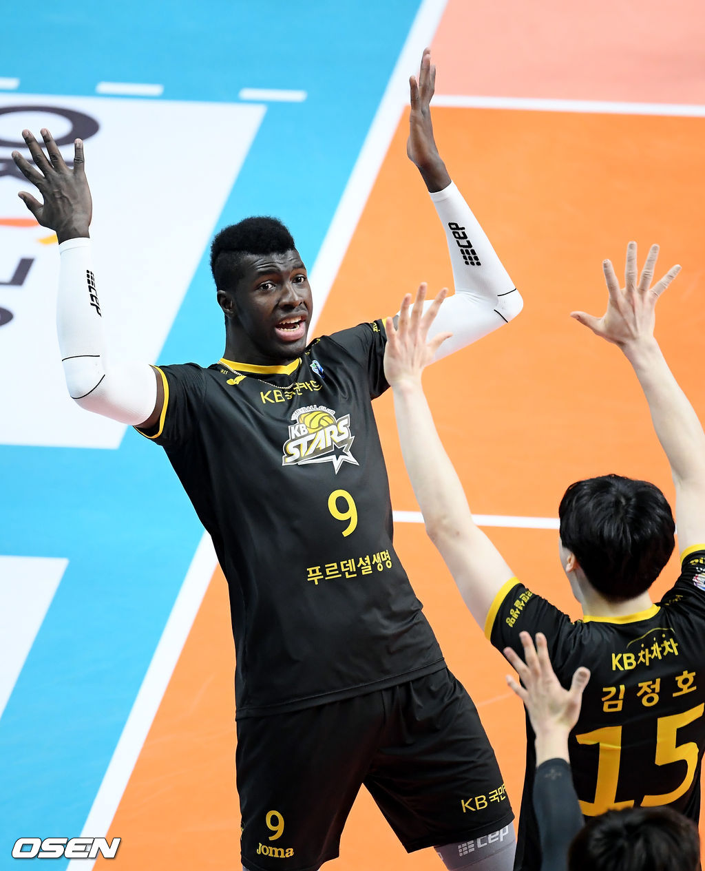 26일 오후 경기도 안산시 상록수체육관에서 ‘도드람 2020-2021 V리그’ OK금융그룹과 KB손해보험의 경기가 열렸다.1세트 KB손해보험 케이타가 득점 후 세리머니를 하고 있다. /cej@osen.co.kr