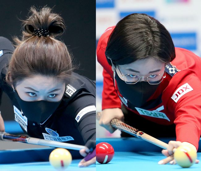 [사진]김가영(왼쪽)과 이미래 /PBA 제공