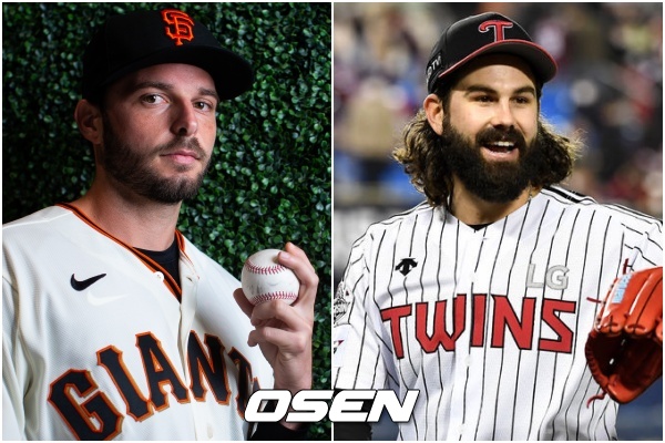 [사진] LG 트윈스의 외국인 투수, 수아레즈(왼쪽)-켈리.