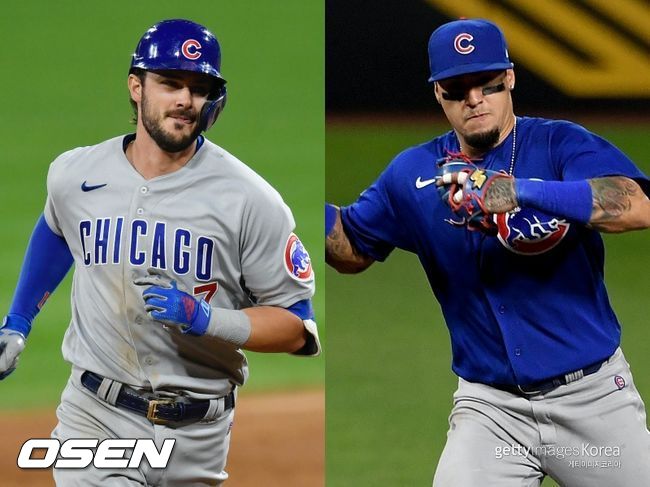 [사진] 시카고 컵스 크리스 브라이언트(왼쪽), 하비에르 바에스. ⓒGettyimages(무단전재 및 재배포 금지)