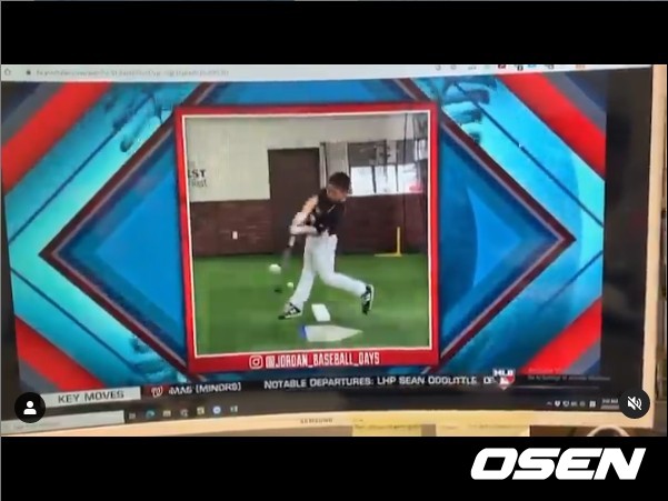 [사진] 미국 MLB 네트워크에서 방영된 조던 김의 타걱 영상.  / MLB 네트워크 방송 화면 캡처