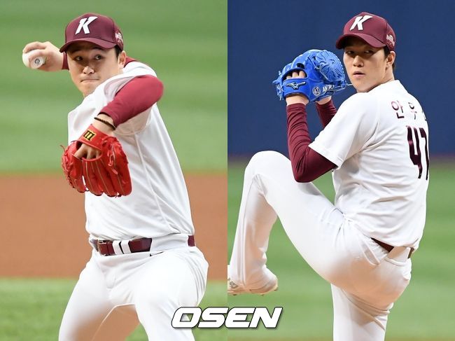 [사진] 키움 히어로즈 최원태(왼쪽), 안우진. / OSEN DB