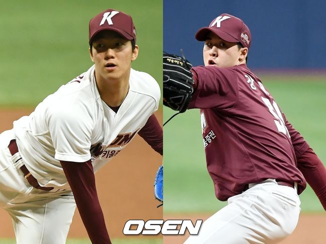 [사진] 키움 히어로즈 안우진(왼쪽), 장재영. / OSEN DB