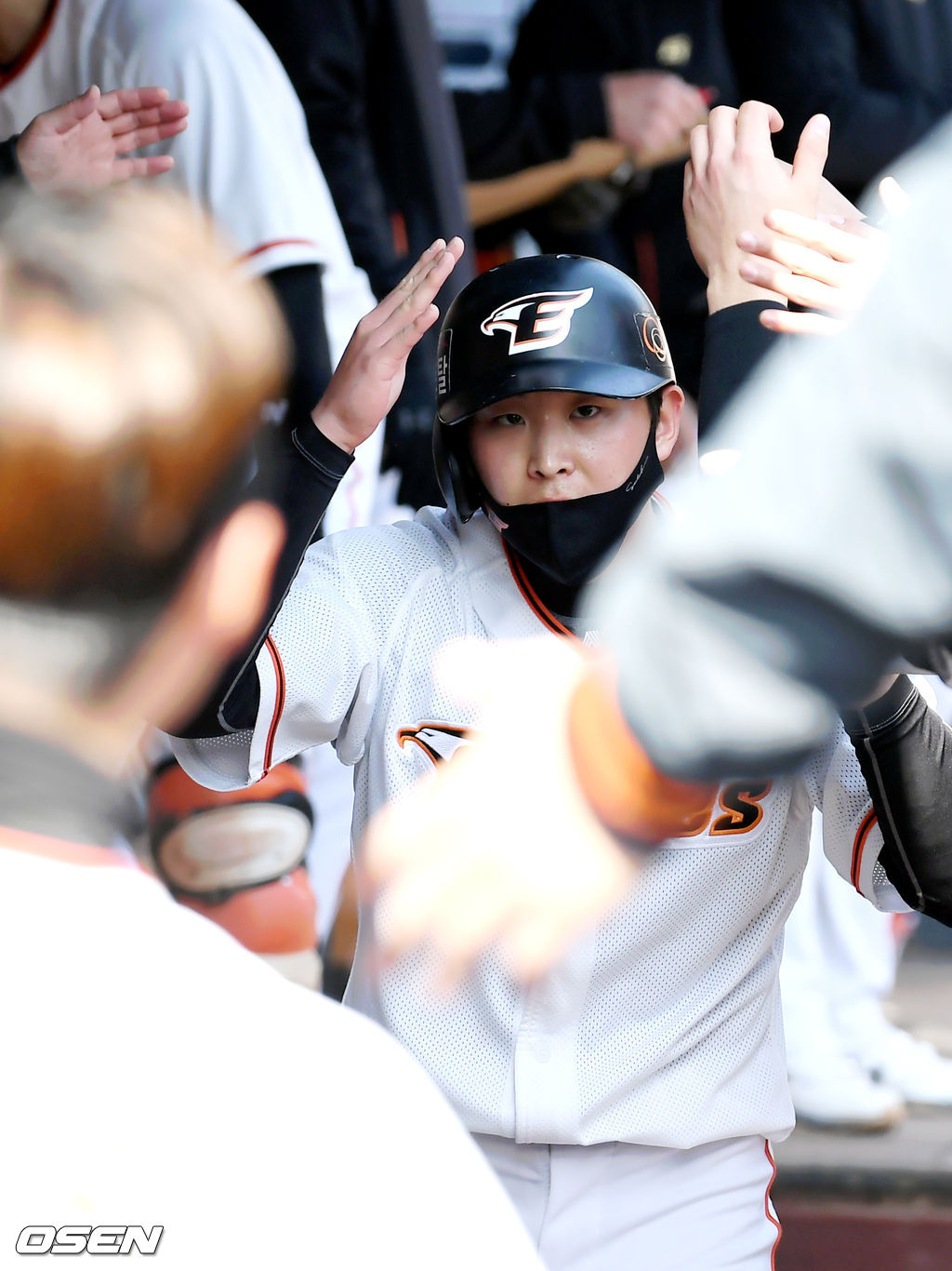 4회말 한화 하주석의 적시타에 득점을 올린 정은원이 더그아웃에서 환영을 받고 있다. /cej@osen.co.kr