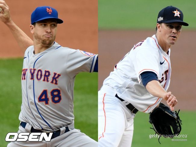 [사진] 뉴욕 메츠 제이콥 디그롬(왼쪽), 휴스턴 애스트로스 잭 그레인키. ⓒGettyimages(무단전재 및 재배포 금지)