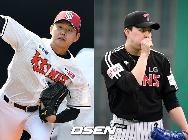 [사진] KT 위즈 소형준(왼쪽), LG 트윈스 이민호. / OSEN DB
