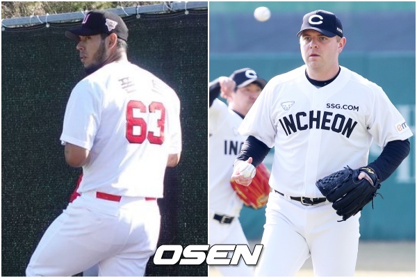 [사진] SSG 외국인 투수 폰트(왼쪽)와 르위키. 