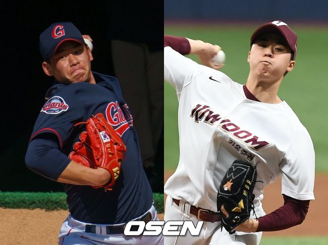 [사진] 롯데 자이언츠 김진욱(왼쪽), 키움 히어로즈 장재영. / OSEN DB