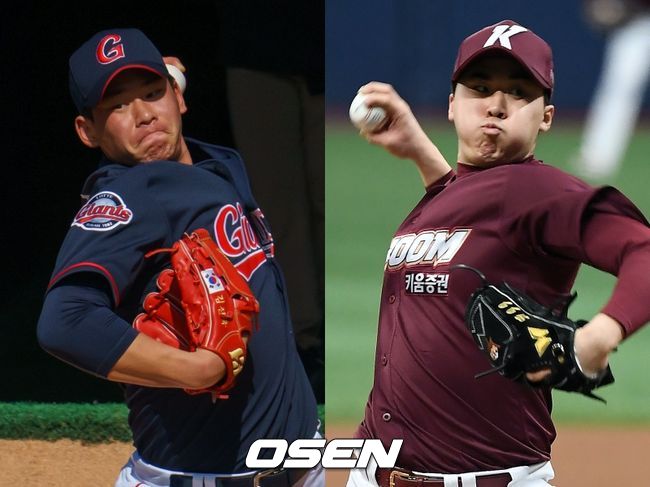 [사진] 롯데 자이언츠 김진욱(왼쪽), 키움 히어로즈 장재영. / OSEN DB 