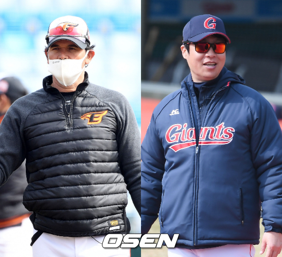 [사진] 한화 수베로, 롯데 허문회 감독(왼쪽부터) /OSEN DB