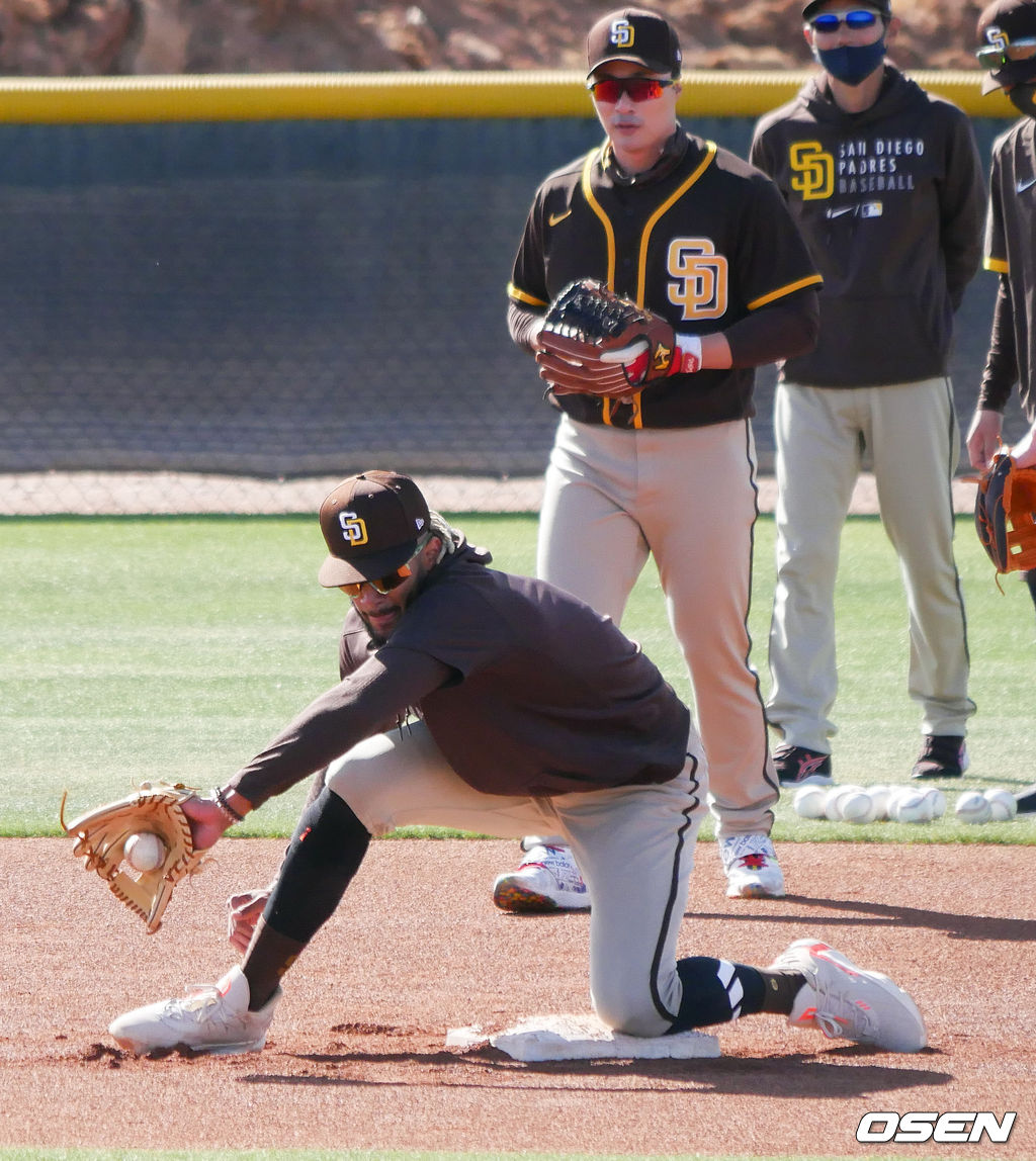 [OSEN=피오리아(미 애리조나주), 이사부 통신원]경기 앞서 샌디에이고 타티스 주니어가 수비훈련을 하고 있다. /lsboo@osen.co.kr