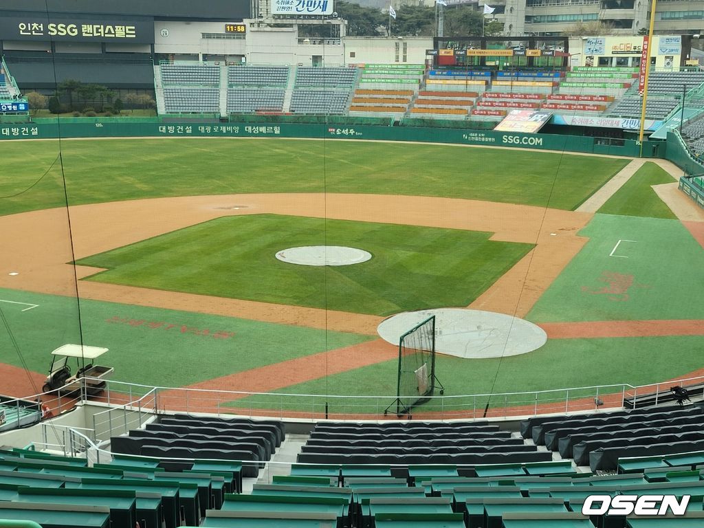 28일 열릴 예정이었던 SSG 랜더스와 두산 베어스의 맞대결이 그라운드 사정으로 인해 취소됐다. /knightjisu@osen.co.kr