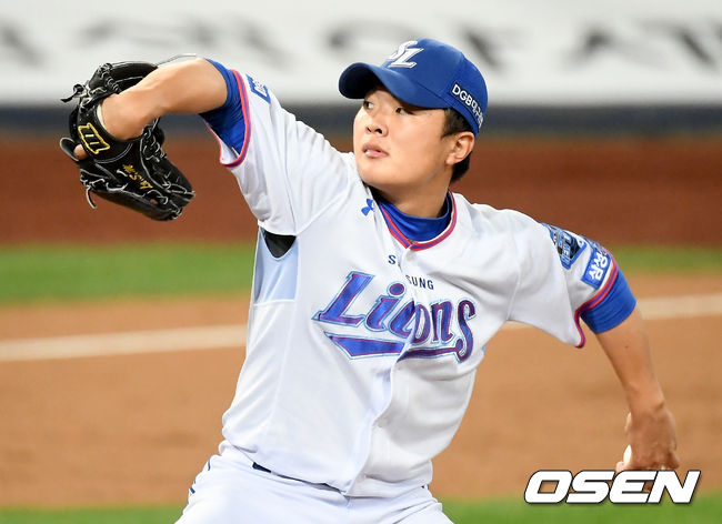 29일 오후 대구삼성라이온즈파크에서 ‘2020 신한은행 SOL KBO 리그’ 삼성 라이온즈와 KT 위즈의 경기가 열렸다.1회초 삼성 선발 이승민이 마운드에 올라 힘차게 공을 뿌리고 있다./ksl0919@osen.co.kr