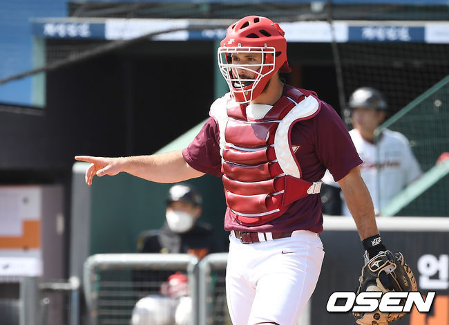 30일 대전 한화생명이글스파크에서 한화 이글스와 키움 히어로즈의 시범경기가 열렸다.  키움 프레이타스가 포수로 선발 출장을 하고 있다. /youngrae@osen.co.kr