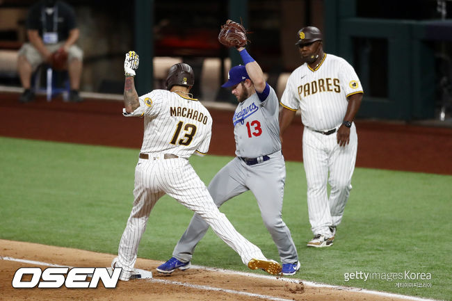[사진] 작년 디비전 시리즈에서 대결을 벌인 LA 다저스와 샌디에이고 파드리스.ⓒGettyimages(무단전재 및 재배포 금지)