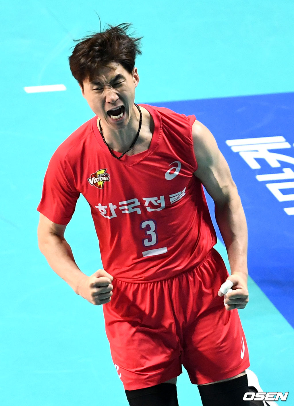 2일 오후 서울 장충체육관에서 ‘도드람 2020-2021 V-리그’ 남자부 우리카드와 한국전력의 경기가 열렸다.2세트, 한국전력 박철우가 득점에 환호하고 있다. / dreamer@osen.co.kr