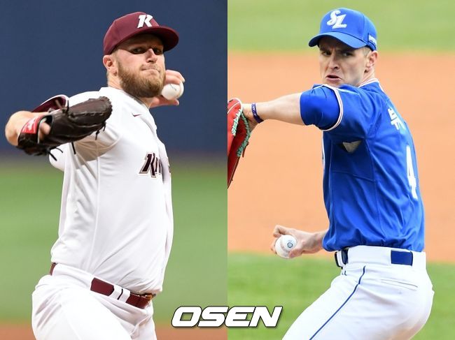 [사진] 키움 히어로즈 요키시(왼쪽), 삼성 라이온즈 뷰캐넌. / OSEN DB