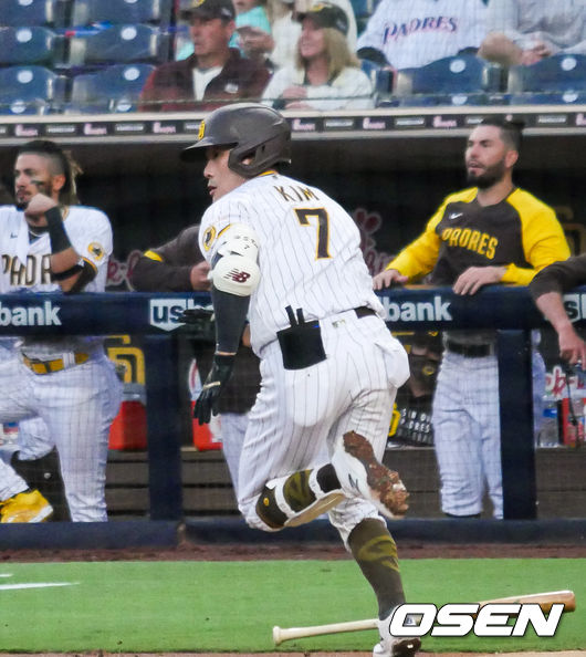 [OSEN=샌디에이고, 이사부 통신원]김하성이 3회말 선두타자로 나와 연타석 안타를 치고 있다./lsboo@osen.co.kr