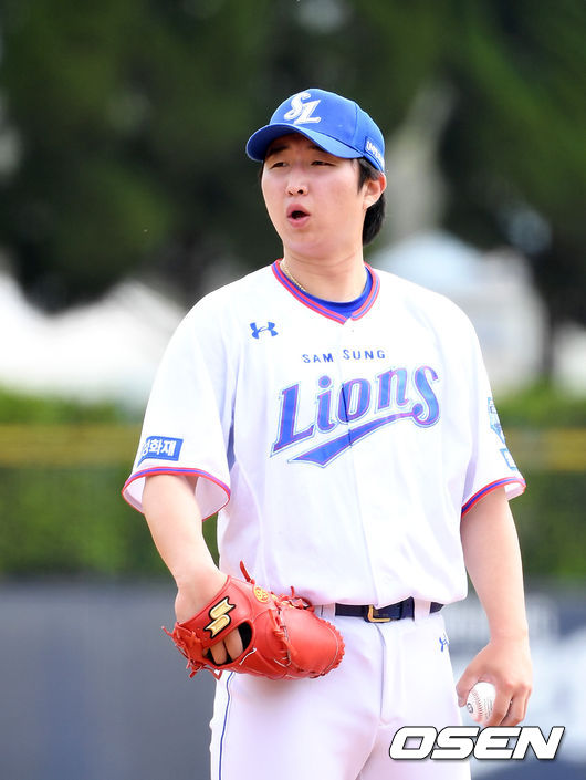 경기 종료 후 삼성 최채흥이 라이브 피칭을 하고 있다. /sunday@osen.co.kr