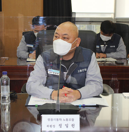 쌍용자동차 정일권 노동조합위원장. 