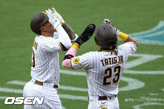 [사진] 샌디에이고 파드리스 매니 마차도, 페르난도 타티스 주니어. ⓒGettyimages(무단전재 및 재배포 금지)