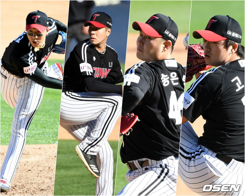 5일 서울 잠실야구장에서 열린 ’2021 신한은행 SOL KBO 리그' 두산 베어스와 LG 트윈스의 경기, LG 켈리에 이어 정우영-김대유-송은범-고우석이 등판해 경기를 마무리했다. /sunday@osen.co.kr