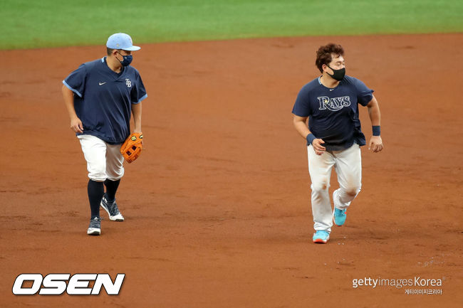 [사진] 쓰쓰고, 최지만(오른쪽) ⓒGettyimages(무단전재 및 재배포 금지)